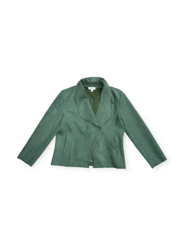 Jacket Moto By Carmen By Carmen Marc Valvo In Green, Size: L