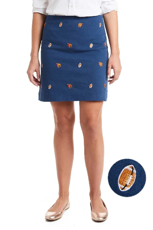 Ali Skirt Stretch Twill Nantucket Navy with Turkey & Football